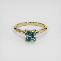 1.25 Ct. Greenish Blue Sapphire Ring, 14K Yellow Gold 1
