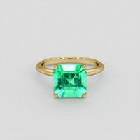3.32 Ct. Emerald Ring, 18K Yellow Gold 1