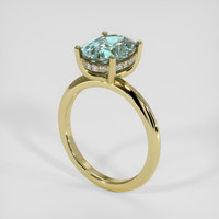 2.59 Ct. Greenish Blue Aquamarine Ring, 18K Yellow Gold 2
