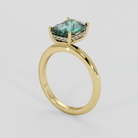 3.33 Ct. Bluish Green Sapphire Ring, 18K Yellow Gold 2