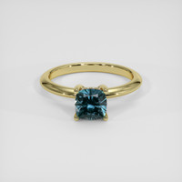 1.37 Ct. Greenish Blue Sapphire Ring, 18K Yellow Gold 1