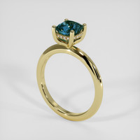 1.37 Ct. Greenish Blue Sapphire Ring, 18K Yellow Gold 2