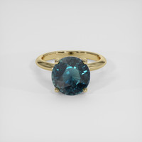 4.29 Ct. Bluish Green Sapphire Ring, 18K Yellow Gold 1