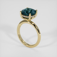 4.29 Ct. Bluish Green Sapphire Ring, 18K Yellow Gold 2