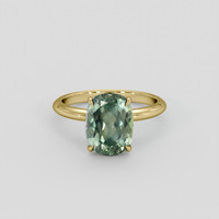 3.64 Ct. Green Sapphire Ring, 18K Yellow Gold 1