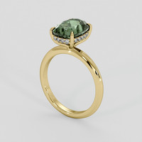 3.64 Ct. Green Sapphire Ring, 18K Yellow Gold 2