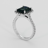 2.58 Ct. Bluish Green Sapphire Ring, Platinum 950 2