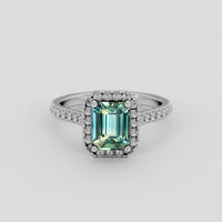 1.56 Ct. Bluish Green Sapphire Ring, Platinum 950 1