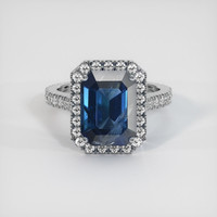 4.27 Ct. Blue Sapphire Ring, 10K White Gold 1