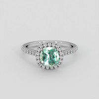 1.60 Ct. Bluish Green Sapphire Ring, 10K White Gold 1