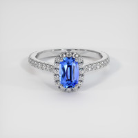 1.00 Ct. Blue Sapphire Ring, 14K White Gold 1