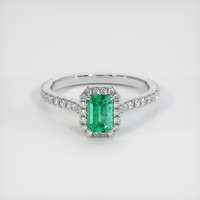 0.46 Ct. Emerald Ring, 18K White Gold 1