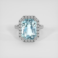 7.57 Ct. Blue Aquamarine Ring, 18K White Gold 1