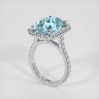 7.57 Ct. Blue Aquamarine Ring, 18K White Gold 2
