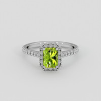 2.22 Ct. Yellowish Green Peridot Ring, 18K White Gold 1