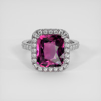 4.50 Ct. Purplish Pink Rhodolite Garnet Ring, 18K White Gold 1