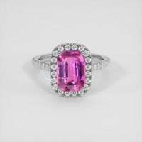 3.05 Ct. Pink Sapphire Ring, 18K White Gold 1