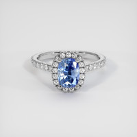 2.05 Ct. Blue Sapphire Ring, 18K White Gold 1
