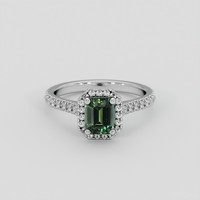 1.40 Ct. Bluish Green Sapphire Ring, 18K White Gold 1