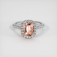 2.17 Ct. Peach Sapphire Ring, 18K White Gold 1
