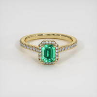 0.69 Ct. Emerald Ring, 18K Yellow Gold 1