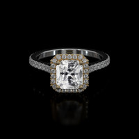 2.12 Ct. White Sapphire Ring, 18K Yellow & White 1