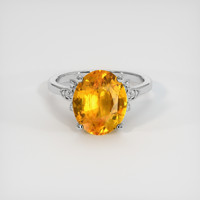 4.61 Ct. Orangish Yellow Sapphire Ring, Platinum 950 1