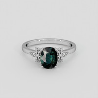 1.17 Ct. Bluish Green Sapphire Ring, Platinum 950 1