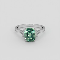 2.67 Ct. Bluish Green Sapphire Ring, Platinum 950 1