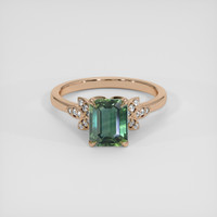 1.56 Ct. Bluish Green Sapphire Ring, 14K Rose Gold 1