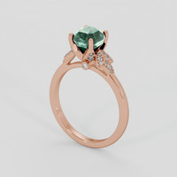 2.06 Ct. Bluish Green Sapphire Ring, 18K Rose Gold 2