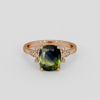 3.15 Ct. Yellowish Green Sapphire Ring, 18K Rose Gold 1