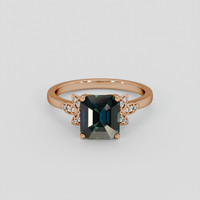 3.00 Ct. Bluish Green Sapphire Ring, 18K Rose Gold 1