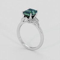 2.51 Ct. Bluish Green Sapphire Ring, 10K White Gold 2