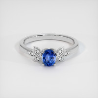 0.57 Ct. Blue Sapphire Ring, 14K White Gold 1