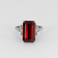 9.34 Ct. Orangish Red Spessartite Garnet Ring, 14K White Gold 1