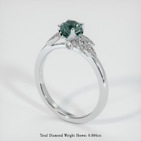 0.65 Ct. Bluish Green Sapphire Ring, 14K White Gold 2