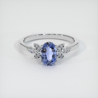 1.10 Ct. Blue Sapphire Ring, 18K White Gold 1