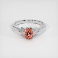 1.12 Ct. Padparadscha Sapphire Ring, 18K White Gold 1