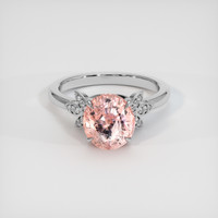 3.59 Ct. Padparadscha Sapphire Ring, 18K White Gold 1