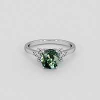 2.03 Ct. Bluish Green Sapphire Ring, 18K White Gold 1