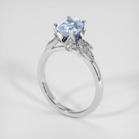 2.10 Ct. Blue Sapphire Ring, 18K White Gold 2