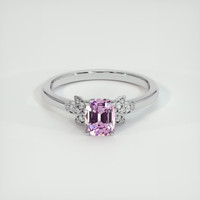 1.01 Ct. Purplish Pink Sapphire Ring, 18K White Gold 1