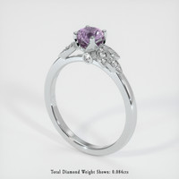 0.65 Ct. Pinkish Purple Sapphire Ring, 18K White Gold 2