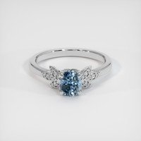 0.72 Ct. Greyish Blue Sapphire Ring, 18K White Gold 1
