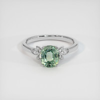 1.82 Ct. Bluish Green Sapphire Ring, 18K White Gold 1