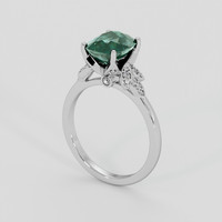 2.67 Ct. Bluish Green Sapphire Ring, 18K White Gold 2