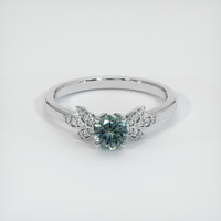 0.65 Ct. Bluish Green Sapphire Ring, 18K White Gold 1
