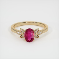 1.02 Ct. Pinkish Red Ruby Ring, 14K Yellow Gold 1