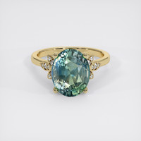 5.16 Ct. Bluish Green Sapphire Ring, 14K Yellow Gold 1